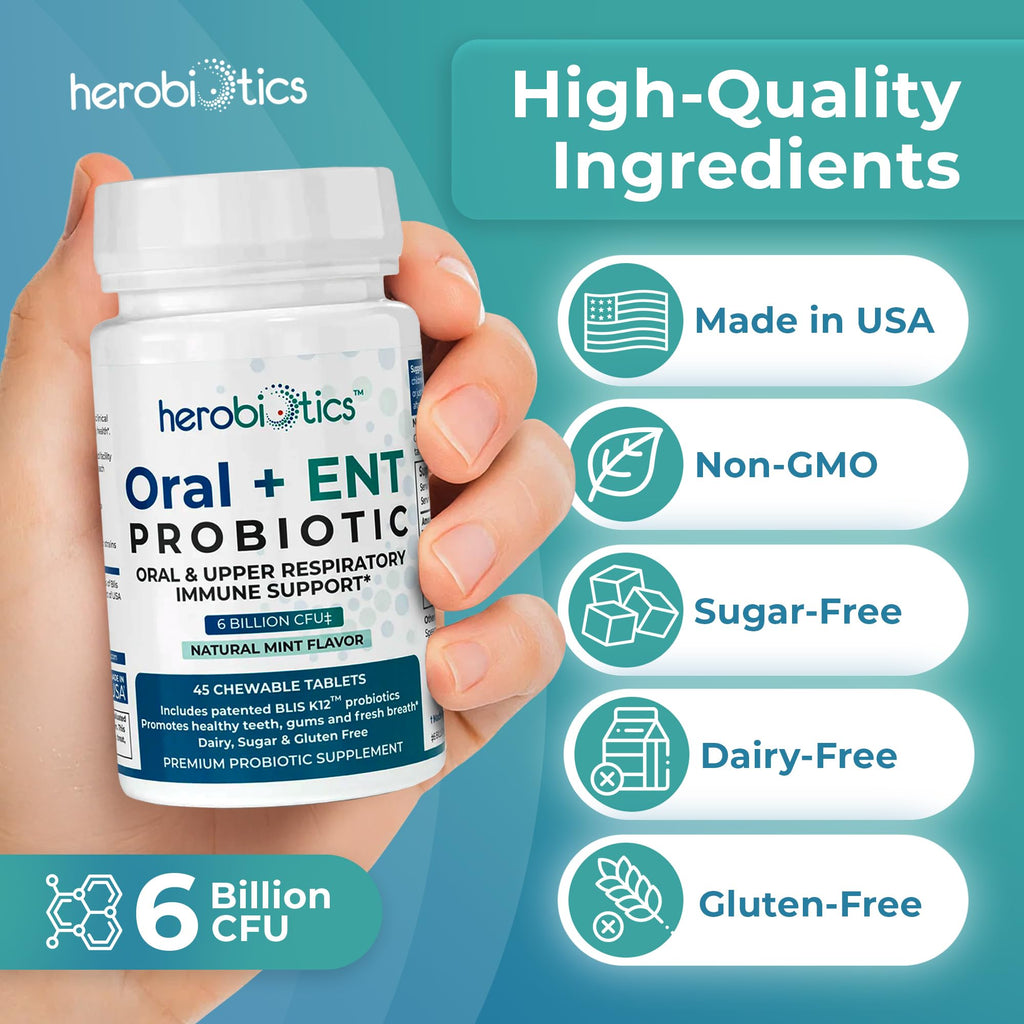 Herobiotics Oral Probiotics 6 Billion CFU - 45 Chewable Tablets - image 6