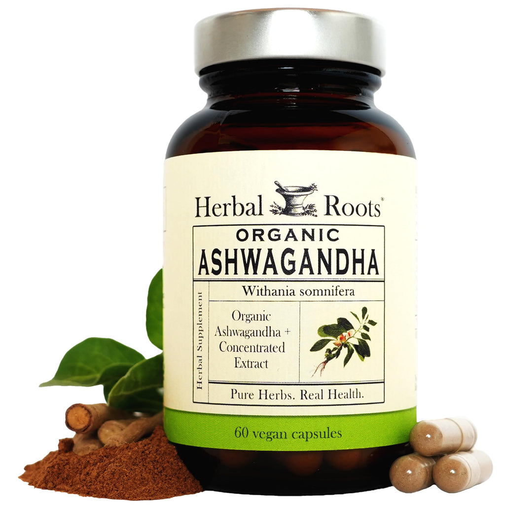 Herbal Roots Organic Ashwagandha Capsules Extra Strength - 60 Vegan Capsules