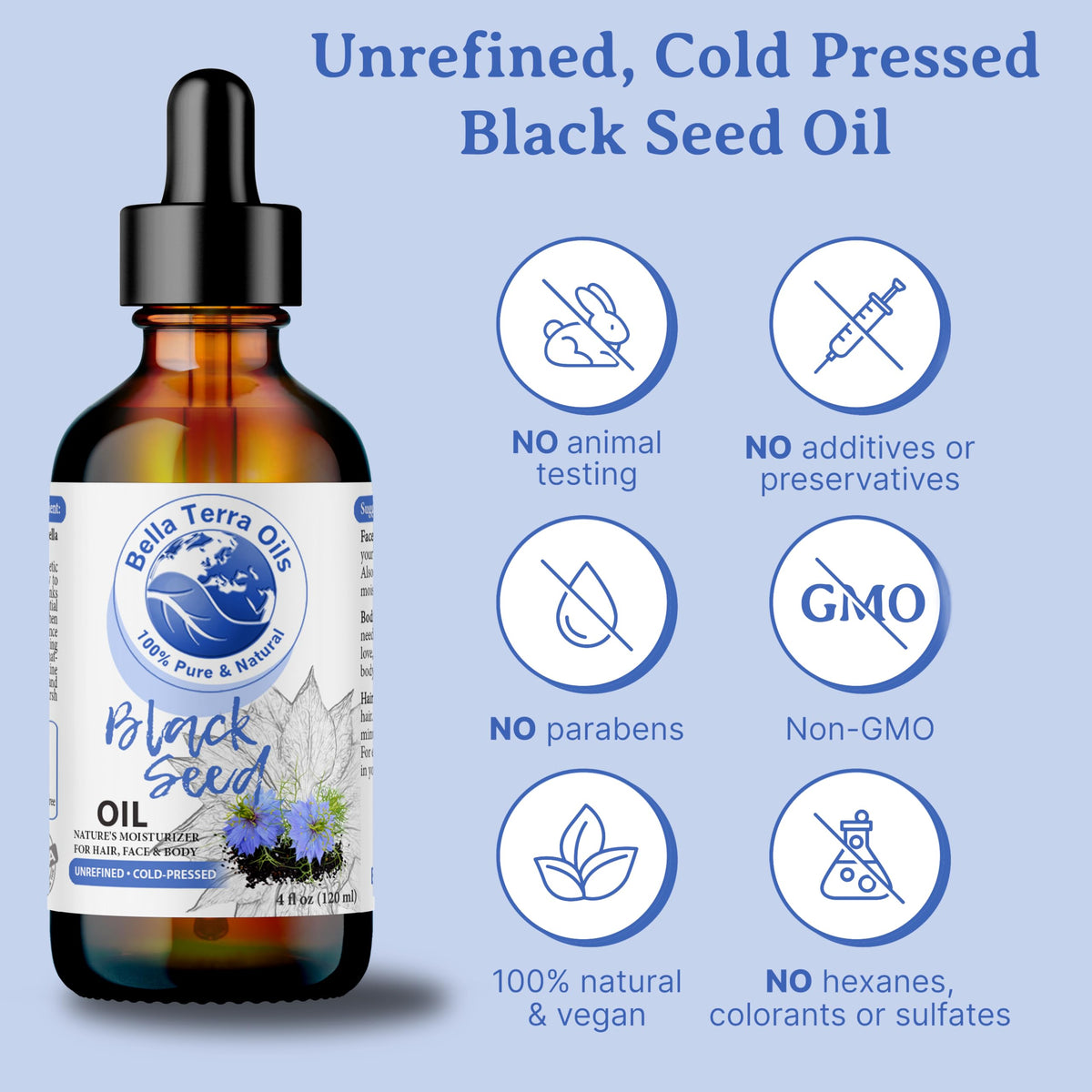 Bella Terra Oils - Black Seed Oil 8 oz - Cold-Pressed & Pure - image 4