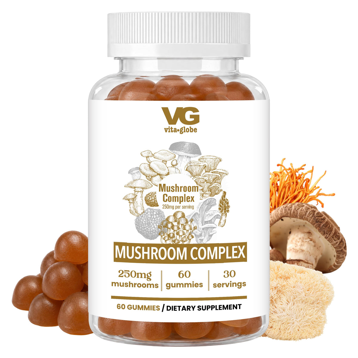 Vita Globe Mushroom Complex Gummies with Lions Mane - 60 Gummies