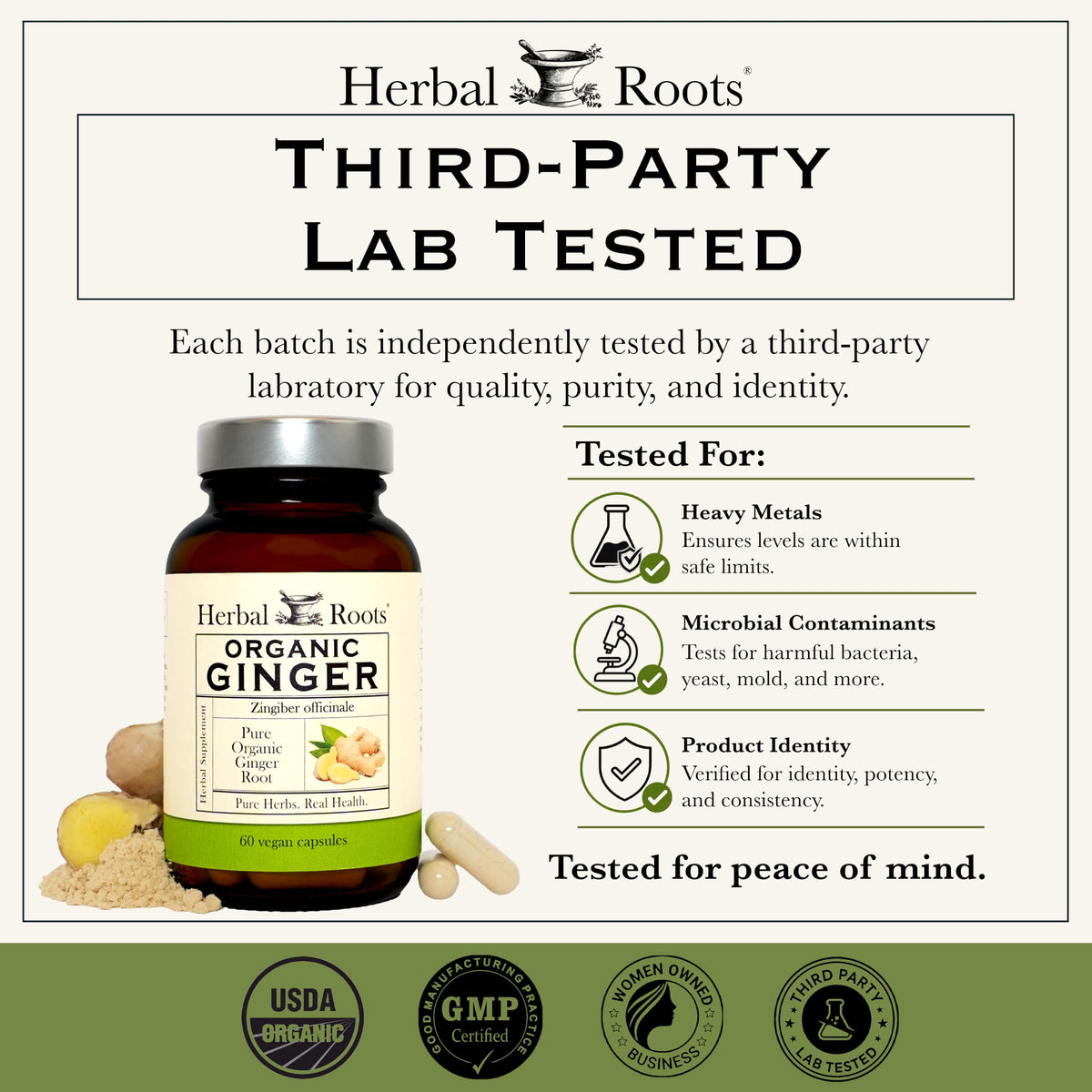 Herbal Roots Organic Ginger Capsules Digestive Support - 60 Capsules - image 5