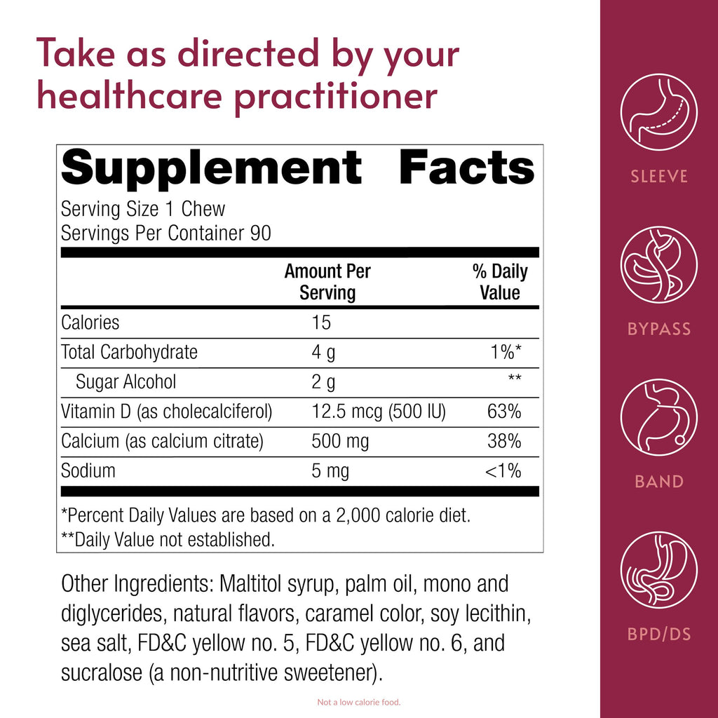 Bariatric Advantage Calcium Citrate Chewy Bites 500 mg - Highly