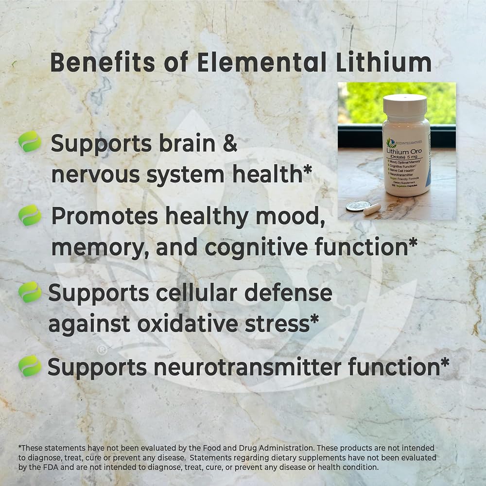 EcoIntegratives Lithium-Oro Orotate Supplement,100 Vegetarian Capsules