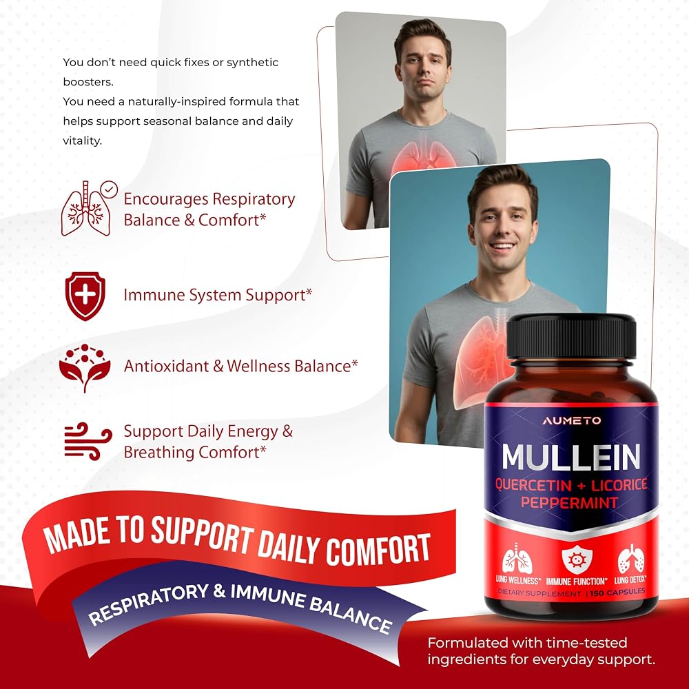 AUMETO Advanced Mullein 8-in-1 with Quercetin & Eucalyptus - 150 Capsules - image 3