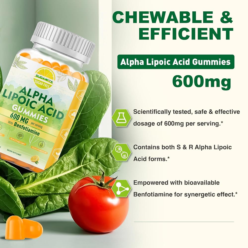 SUGAWITA Pure R-Alpha Lipoic Acid 600mg with Benfotiamine for Nerve