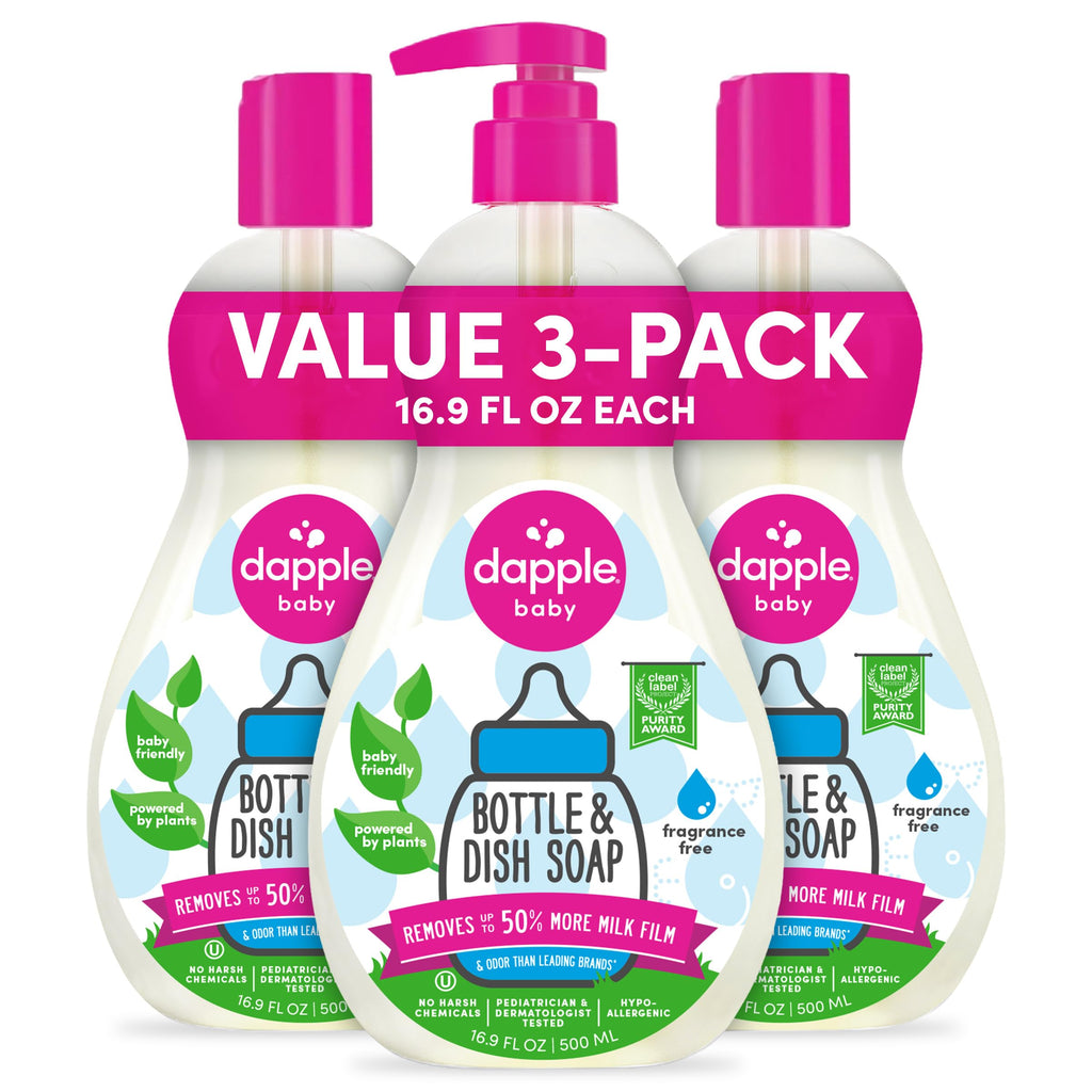 Dapple Baby Fragrance Free Bottle & Dish Soap - 3 Pack