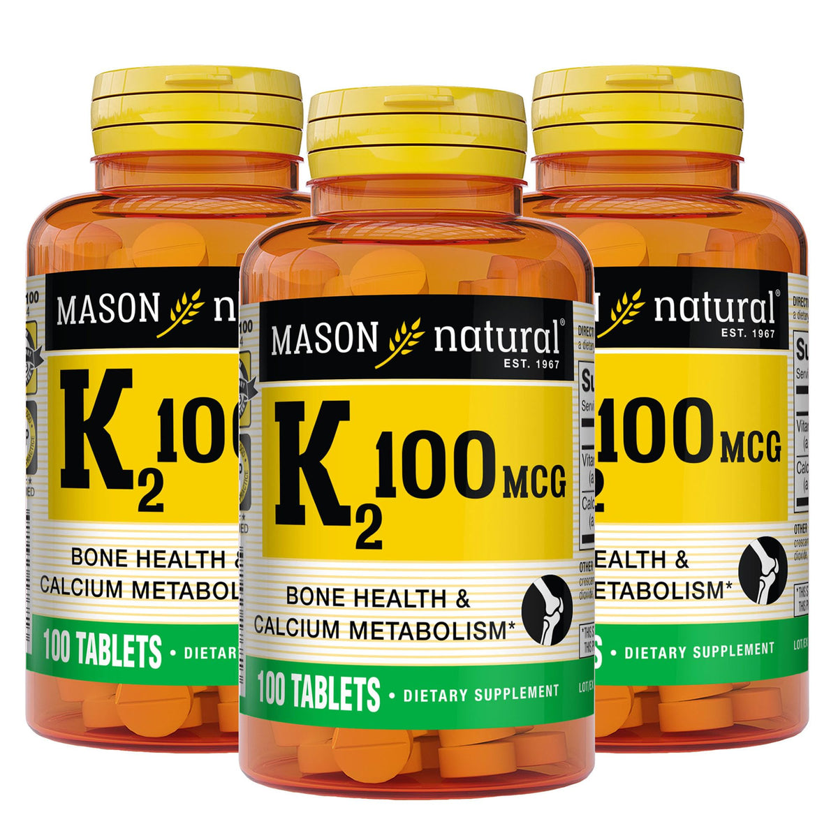 Mason Natural Vitamin K2 100 mcg with Calcium - 300 Tablets