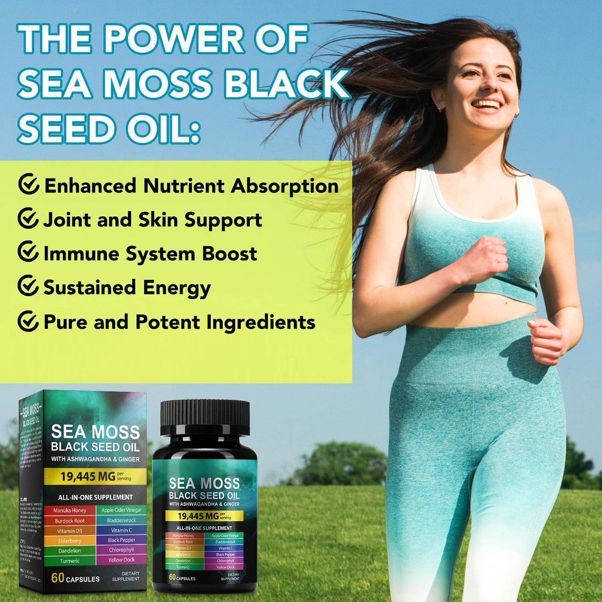 HUYEHF Sea Moss Black Seed Oil Ashwagandha - 60 Capsules - image 4
