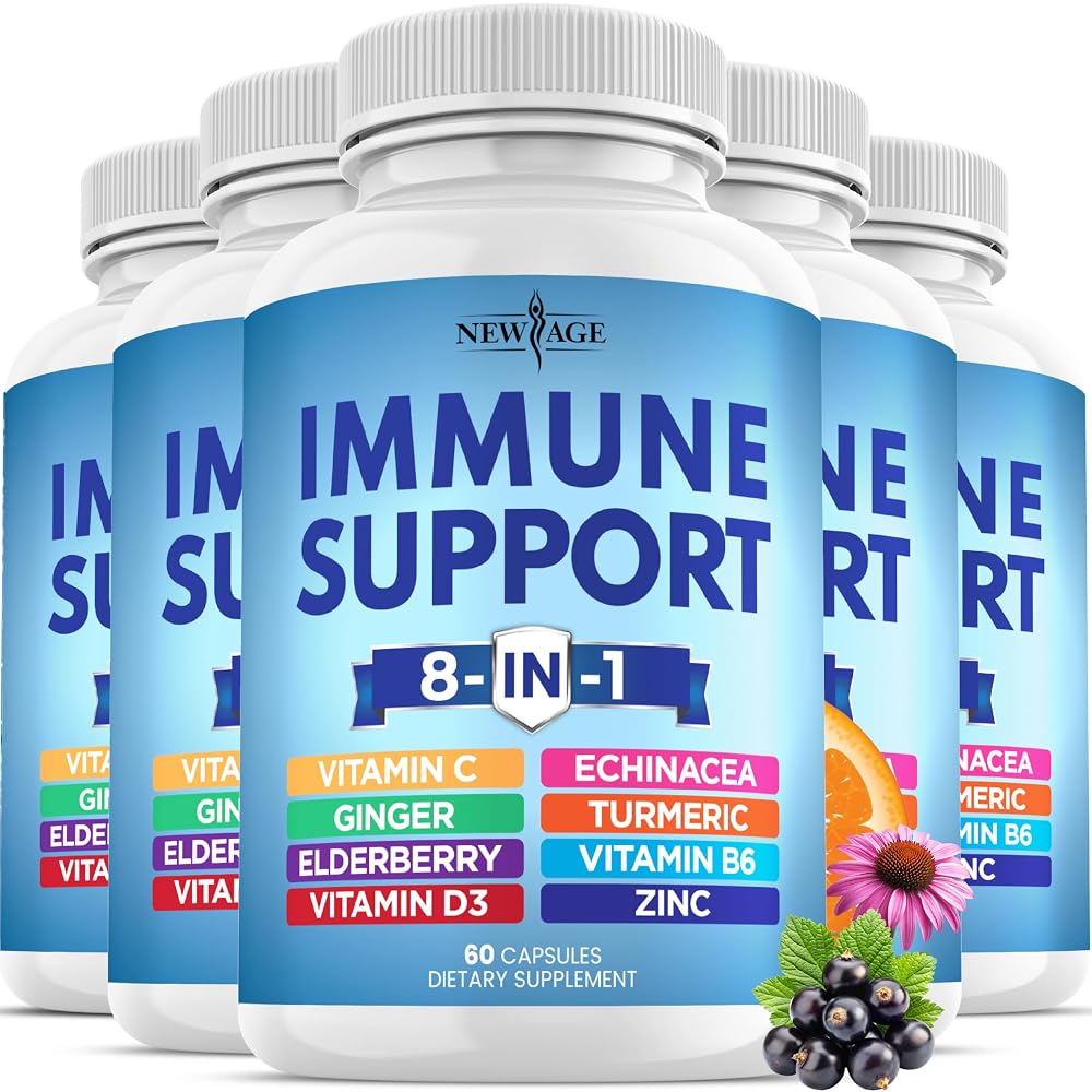 NEW AGE 8 in 1 Immune Support Booster with Echinacea & Zinc - 300 Capsules