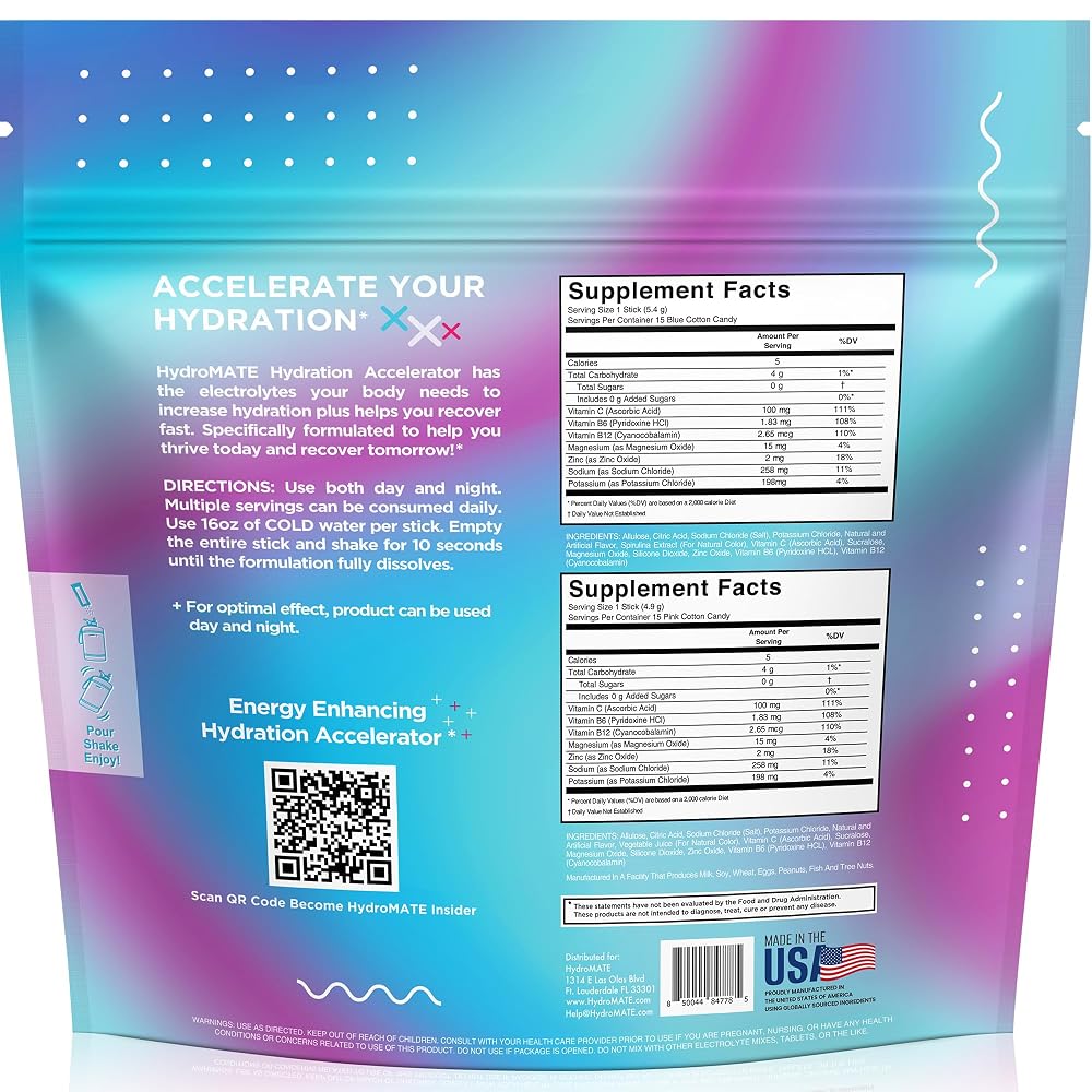 NatureWorks HydroMATE Electrolytes Powder No Sugar Cotton Candy