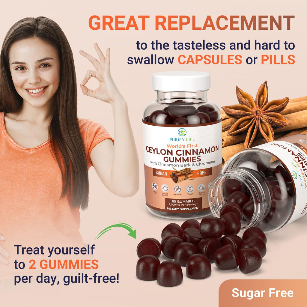 Purify Life Ceylon Cinnamon Gummies with Chromium - 60 Chews - image 2