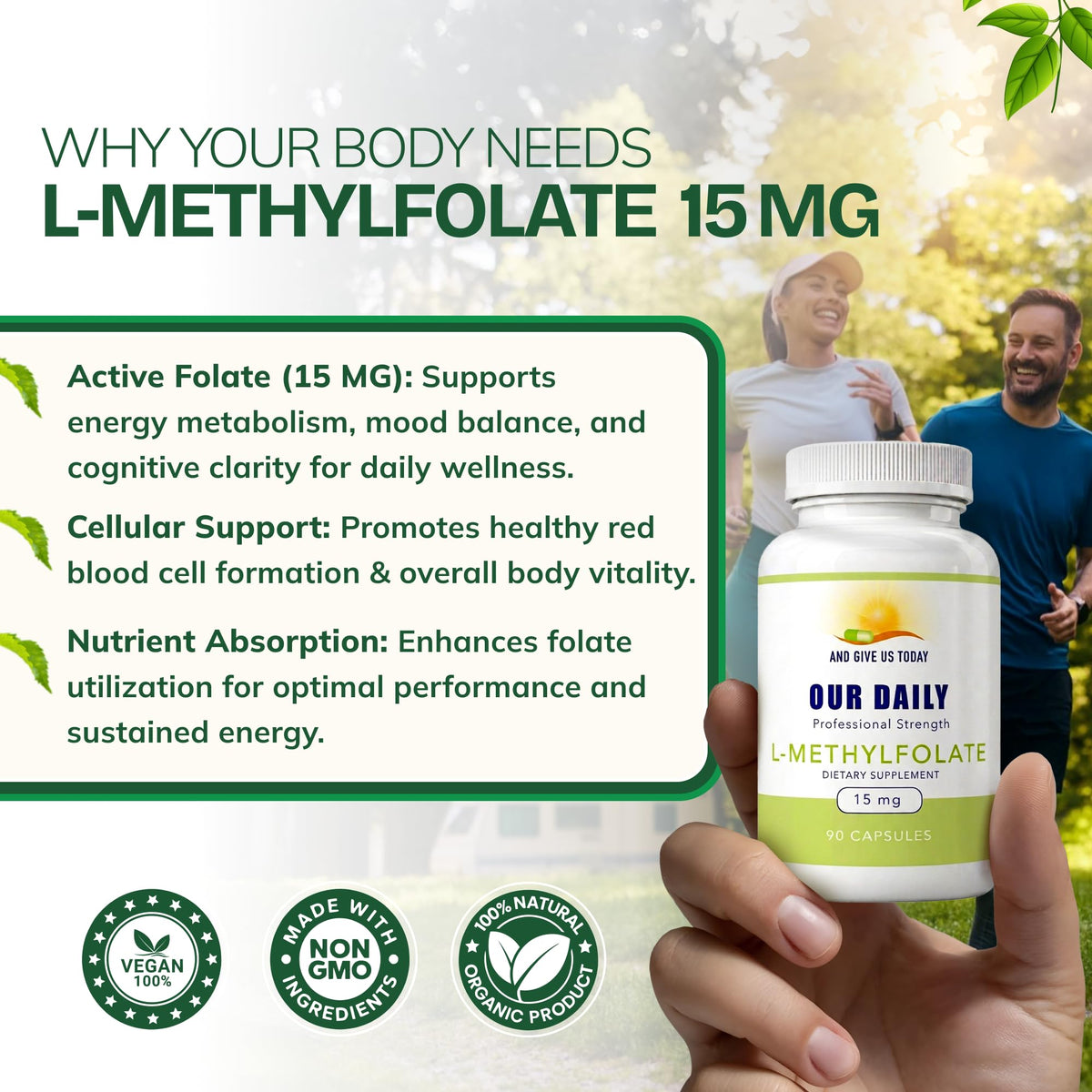 AND GIVE US TODAY OUR DAILY L-Methylfolate 15 mg / 15000 mcg Maximum