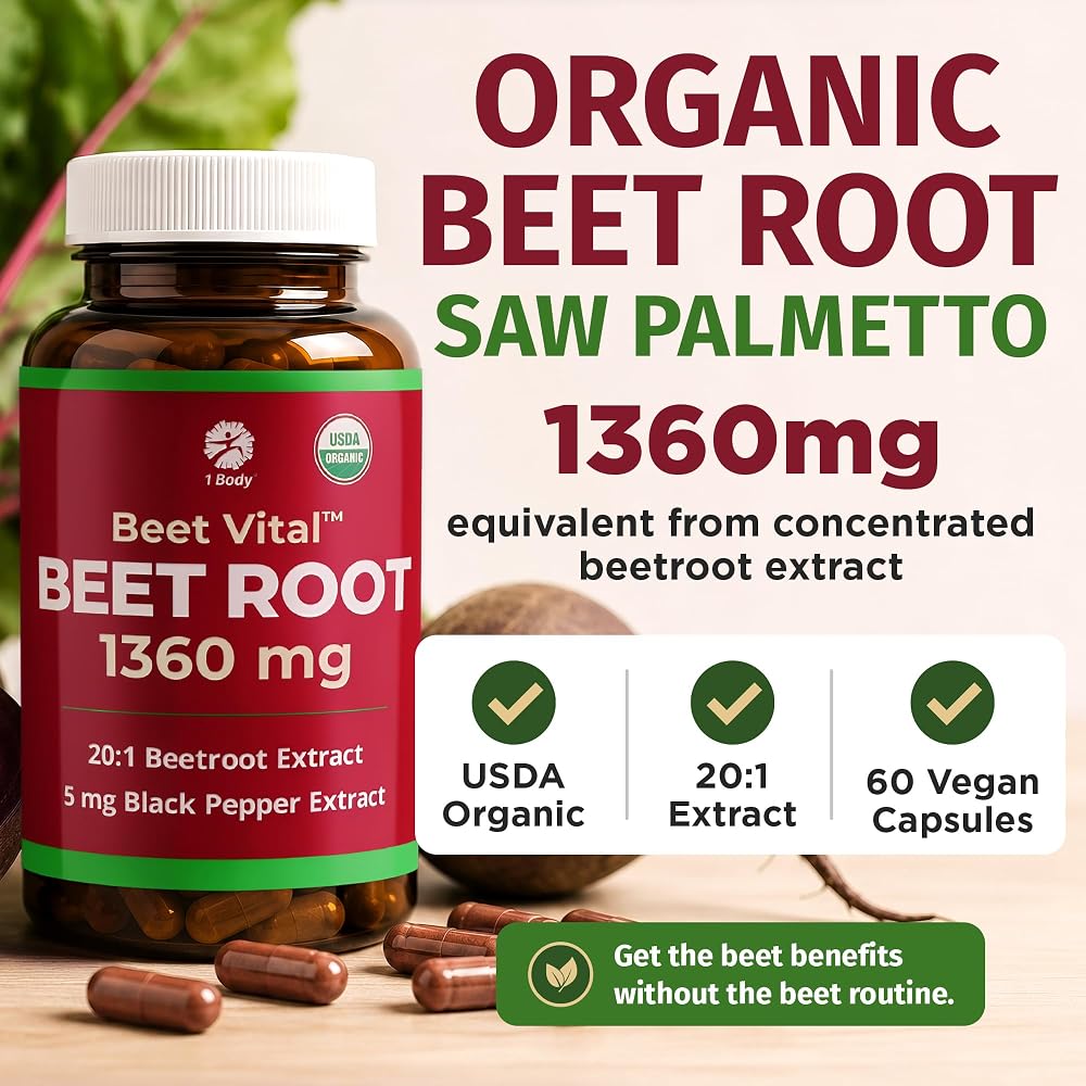 1 Body Beet Root Capsules 1360mg 20:1 Extract - 60 Capsules - image 5