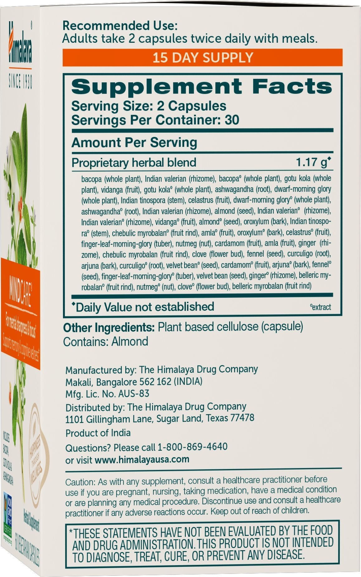 Himalaya MindCare Nootropic Brain Supplement - 60 Capsules - image 2