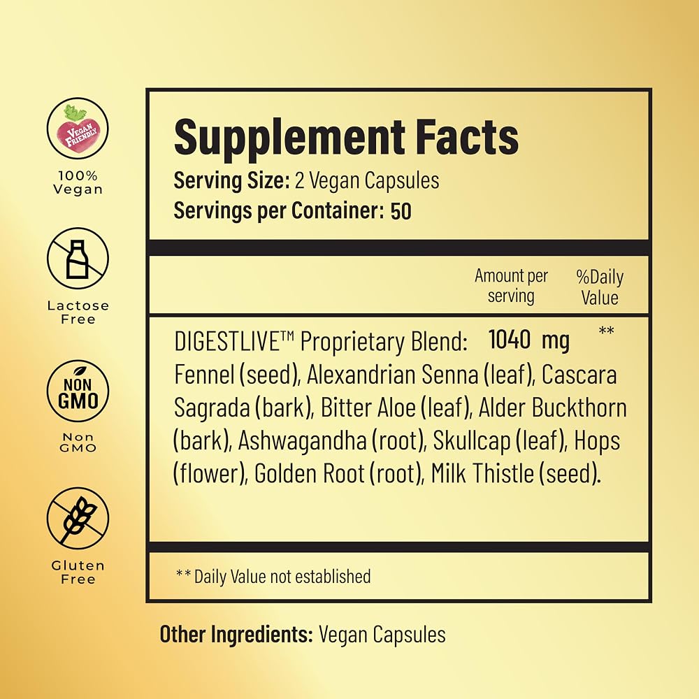 DigestLive Laxative Stool Softener Constipation Relief - 100 Capsules - image 4