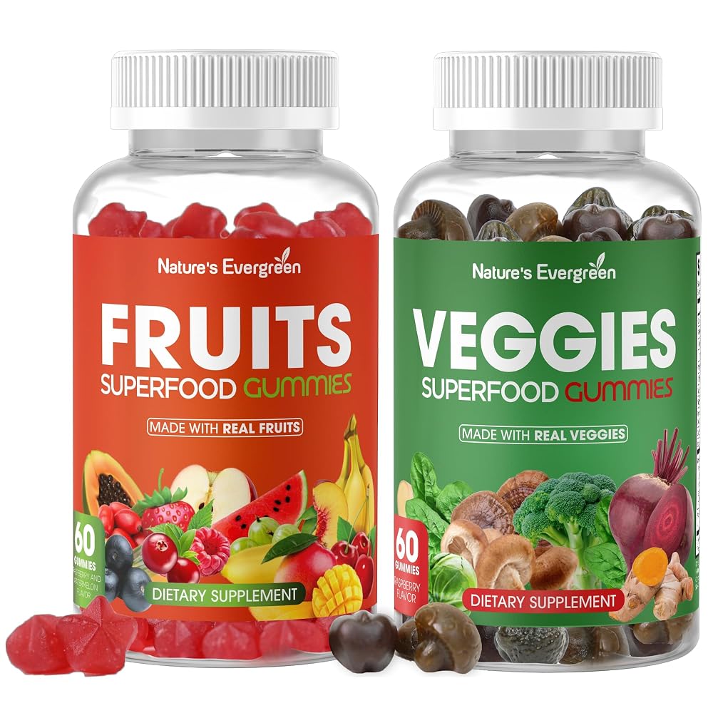 Nature's Evergreen Fruits and Veggies Superfood Gummies - 120 Gummies
