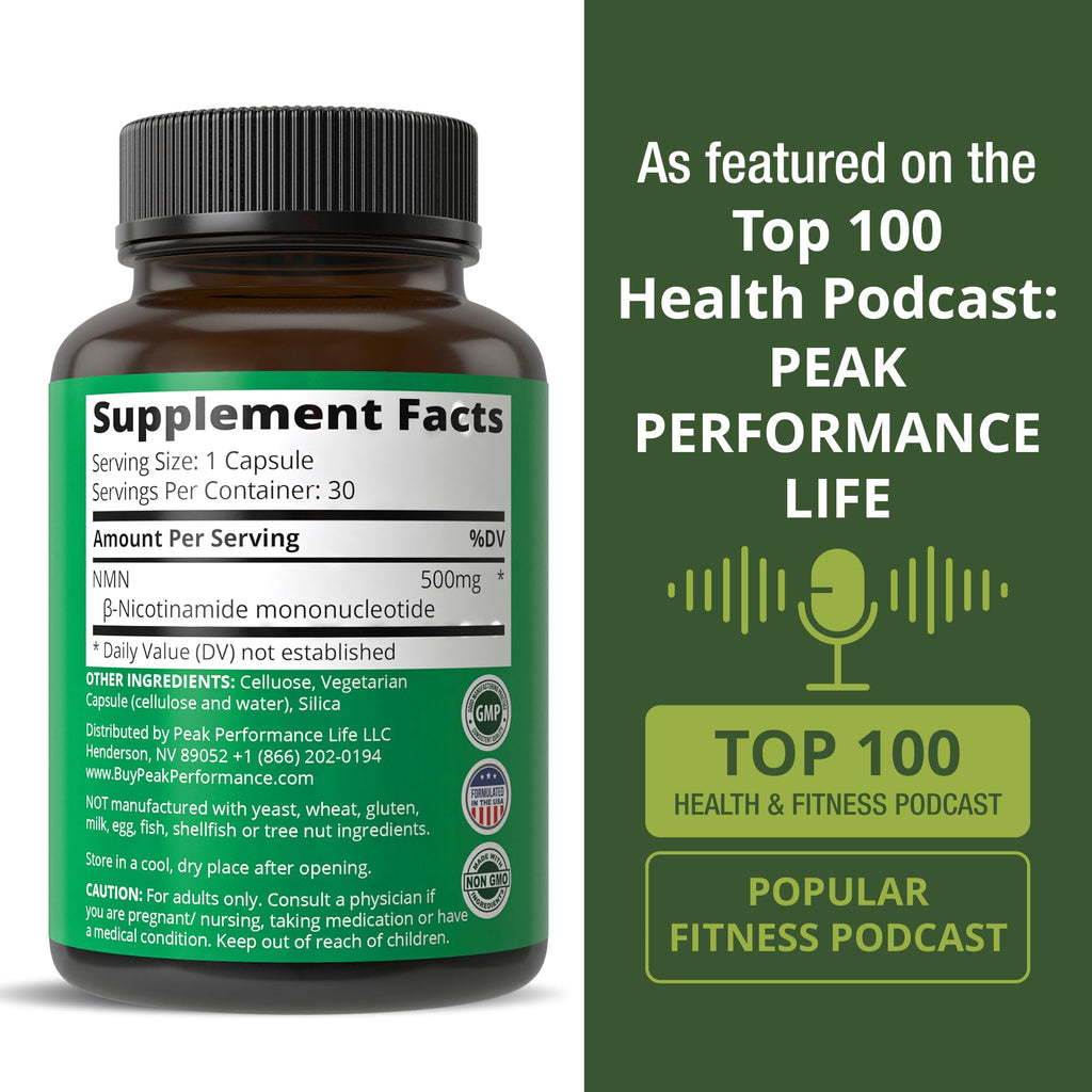 Peak Performance NMN Supplement 500mg - 30 Capsules - image 6