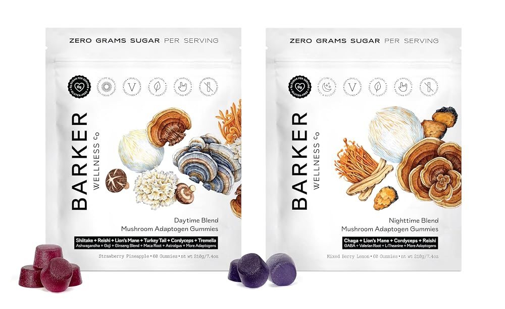 Barker Wellness Day & Night Mushroom Gummies Bundle – 120ct