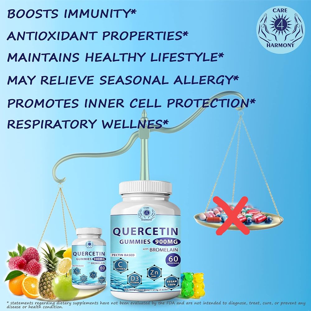CARE 4 HARMONY Quercetin Gummies with Bromelain, Zinc & Vitamin D3 - 120 Count - image 6