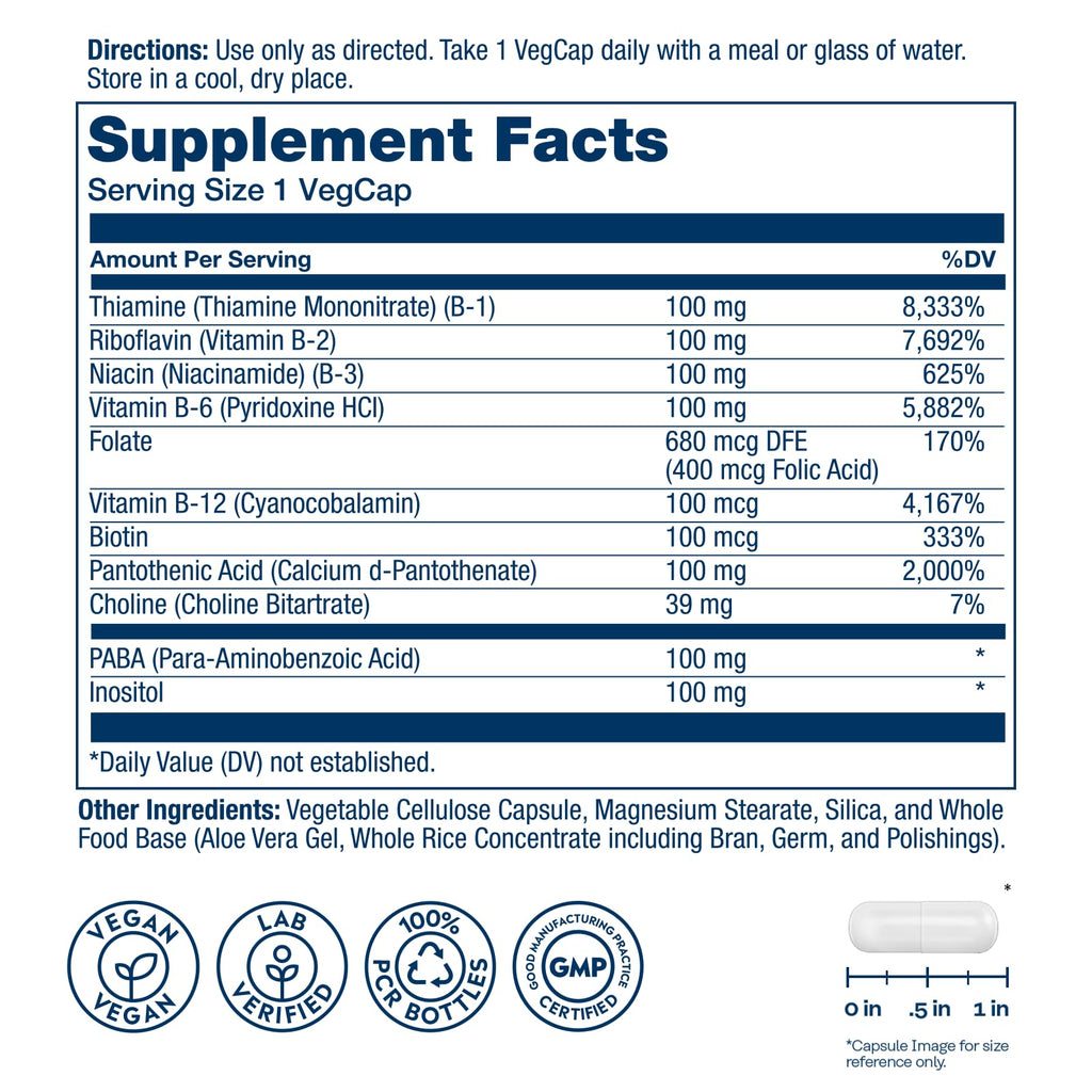SOLARAY Vitamin B Complex 100mg - 50 Vegetarian Capsules - image 2