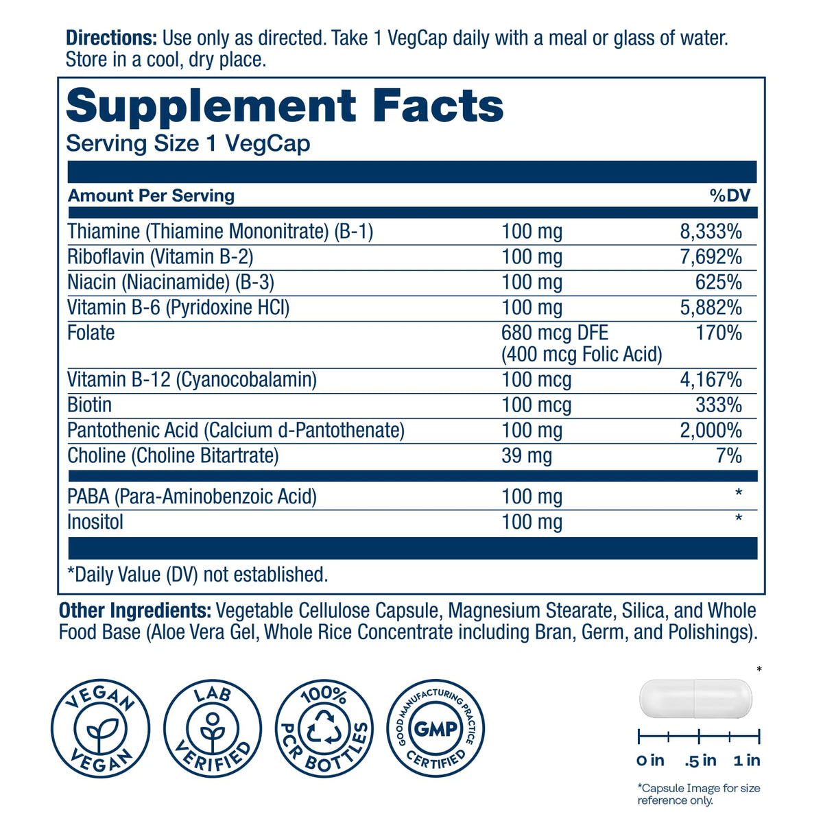 SOLARAY Vitamin B Complex 100mg - 50 Vegetarian Capsules - image 2