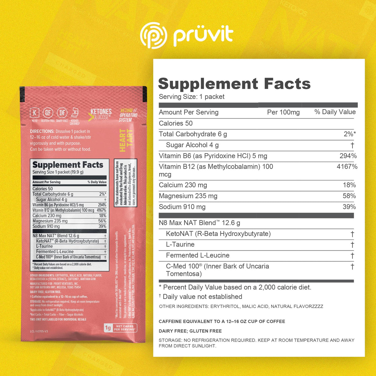 Prüvit Keto//OS NAT Heart Tart Charged Ketone Drink Mix - 20 Sachets - image 2