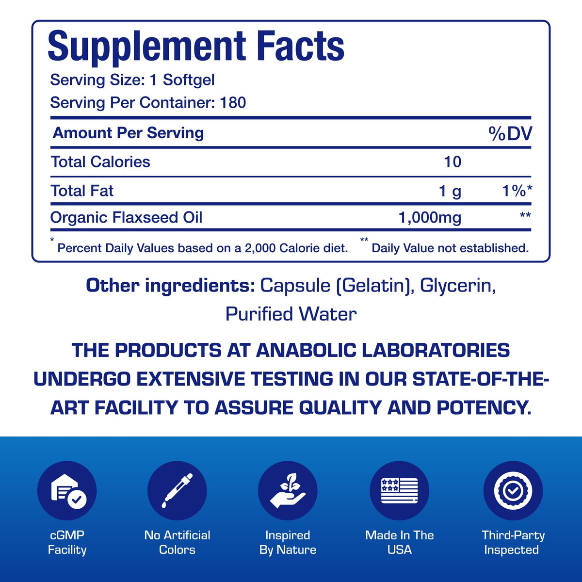 Anabolic Laboratories Flaxseed Oil 1000mg - 180 Softgels - image 2