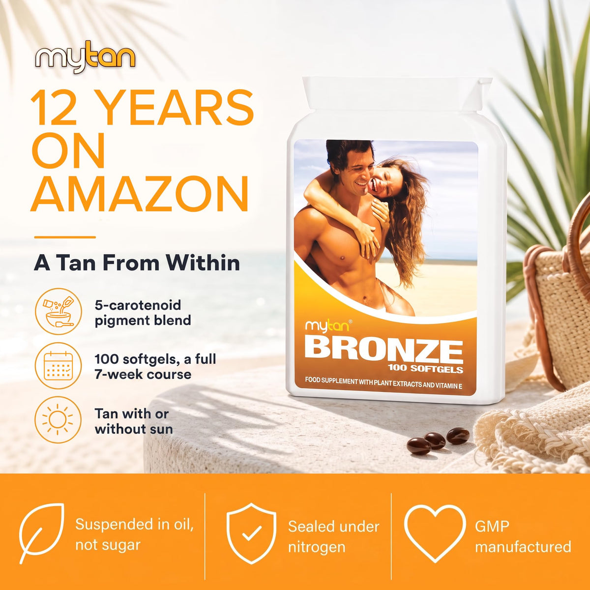 MyTan Bronze Tanning Softgels with Natural Carotenoids - 100 Softgels - image 2