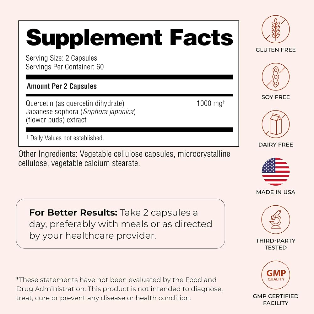 Sandhu's Quercetin 500mg Vegetarian Capsules