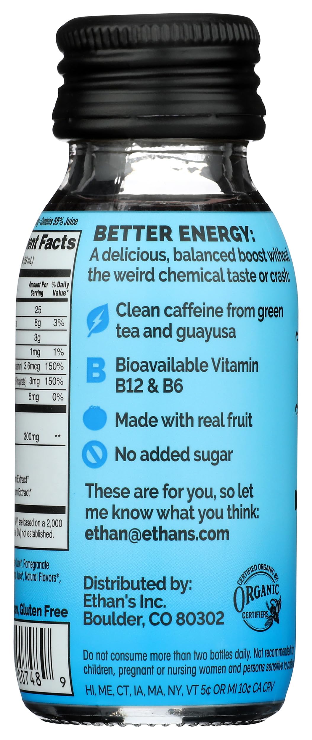 Ethan's Shot Clean Energy Pomegranate Blueberry - 2 Fl Oz - image 2
