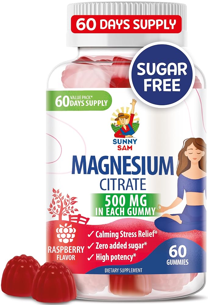 SUNNY SAM Magnesium Gummies for Kids & Adults - 500mg - Calm