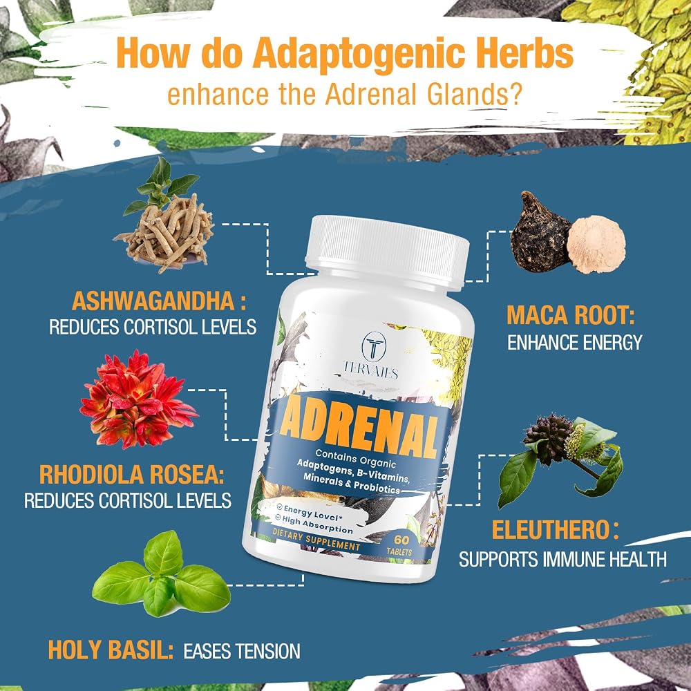 Tervaies Adrenal Support Adaptogen Complex - 60 Tablets - image 3