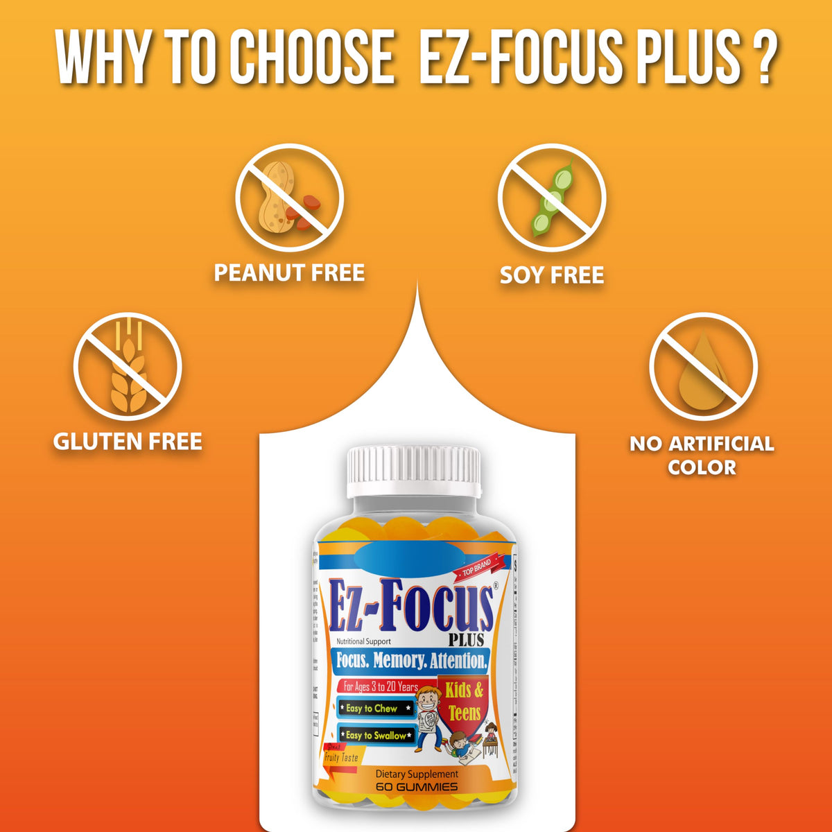 Ez-Focus Plus Brain Booster Omega-3 Kids Cognitive Support - 60 Softgels - image 6
