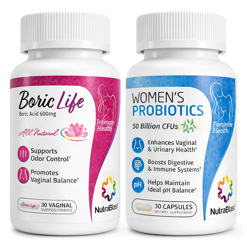 NutraBlast Boric Acid Suppositories with Women's Probiotics - 60 Count