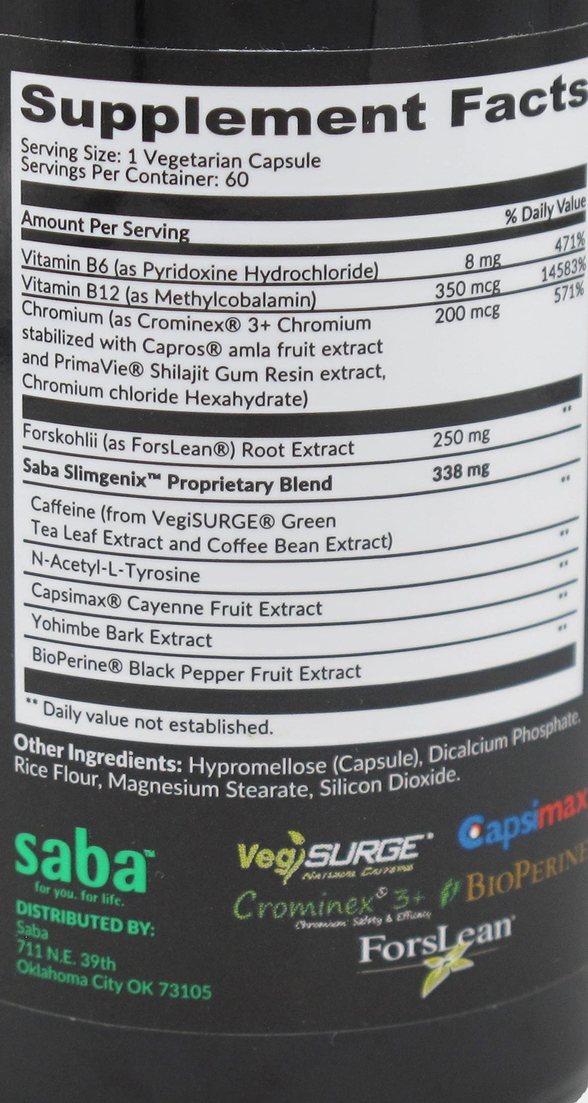 Saba SlimGenix Thermogenic Metabolism Capsules - 60 Count - image 4