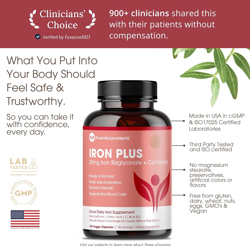 Pure Micronutrients Iron Bisglycinate 25mg for Women - 120 Capsules - image 5