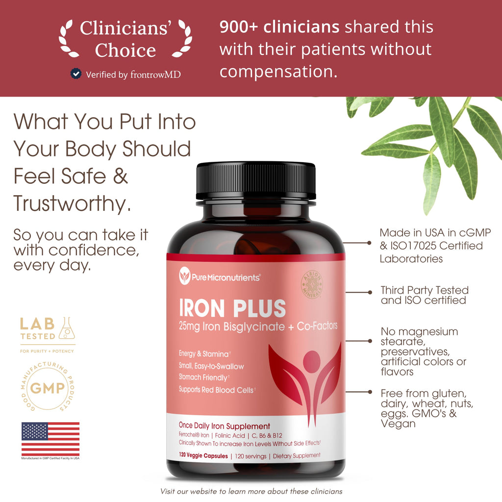 Pure Micronutrients Iron Bisglycinate 25mg for Women - 120 Capsules - image 5