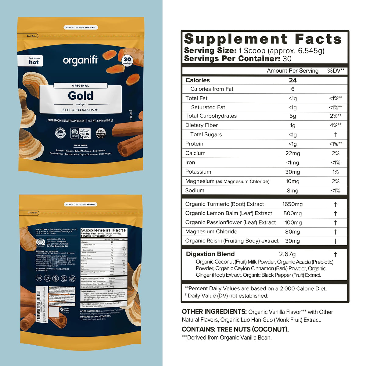 Organifi Gold Turmeric Tea Powder for Sleep - 90 Servings - image 2