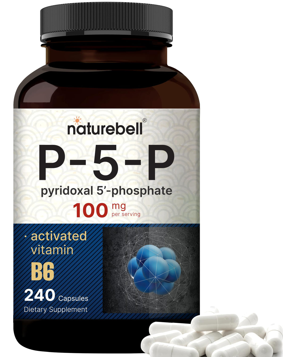 NatureBell P5P Vitamin B6 100mg Brain & Memory Support - 240 Capsules