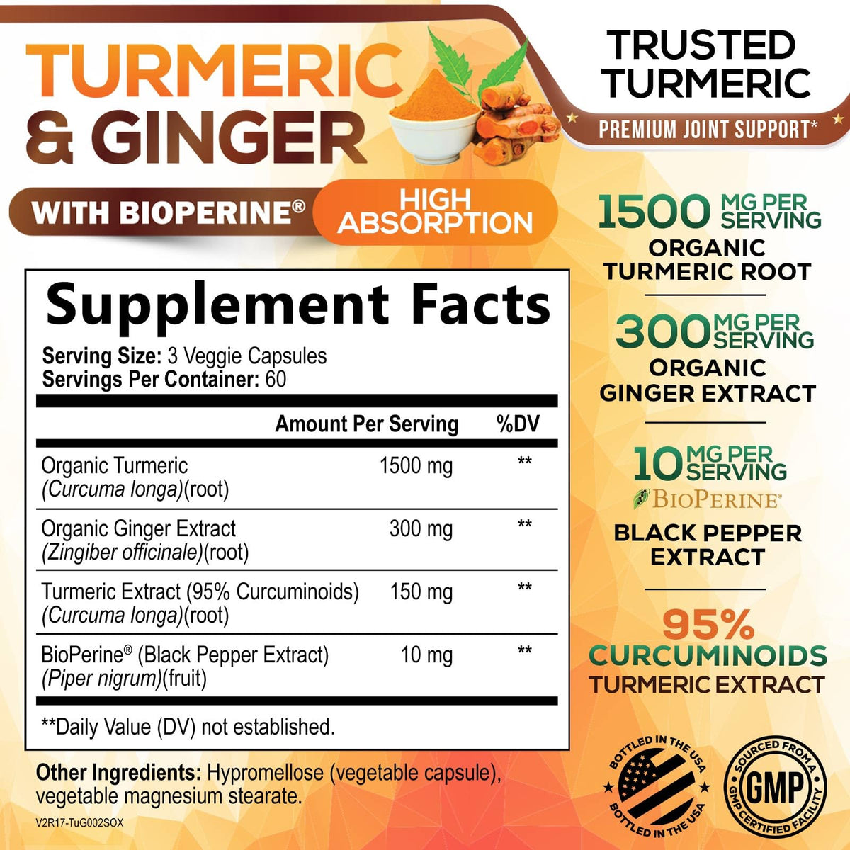 Nature's Nutrition Turmeric Curcumin Supplement - 95% Curcuminoids