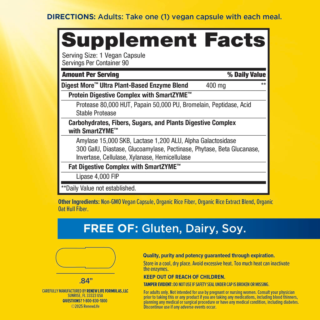 Renew Life DigestMore Ultra Plant-Based Enzymes - 90 Capsules - image 2