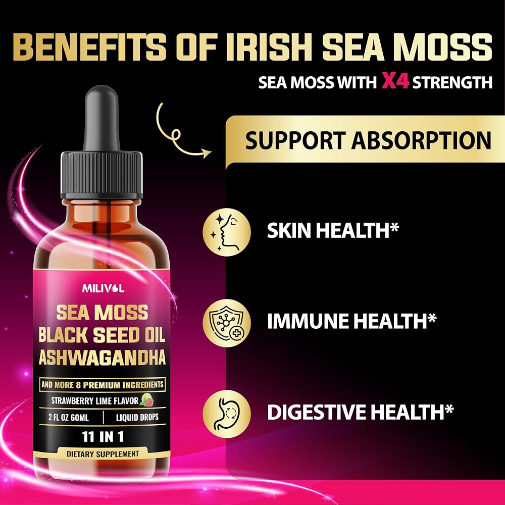 MILIVOL 11in1 Sea Moss Liquid Drops with Ashwagandha - 2 Fl Oz - image 4
