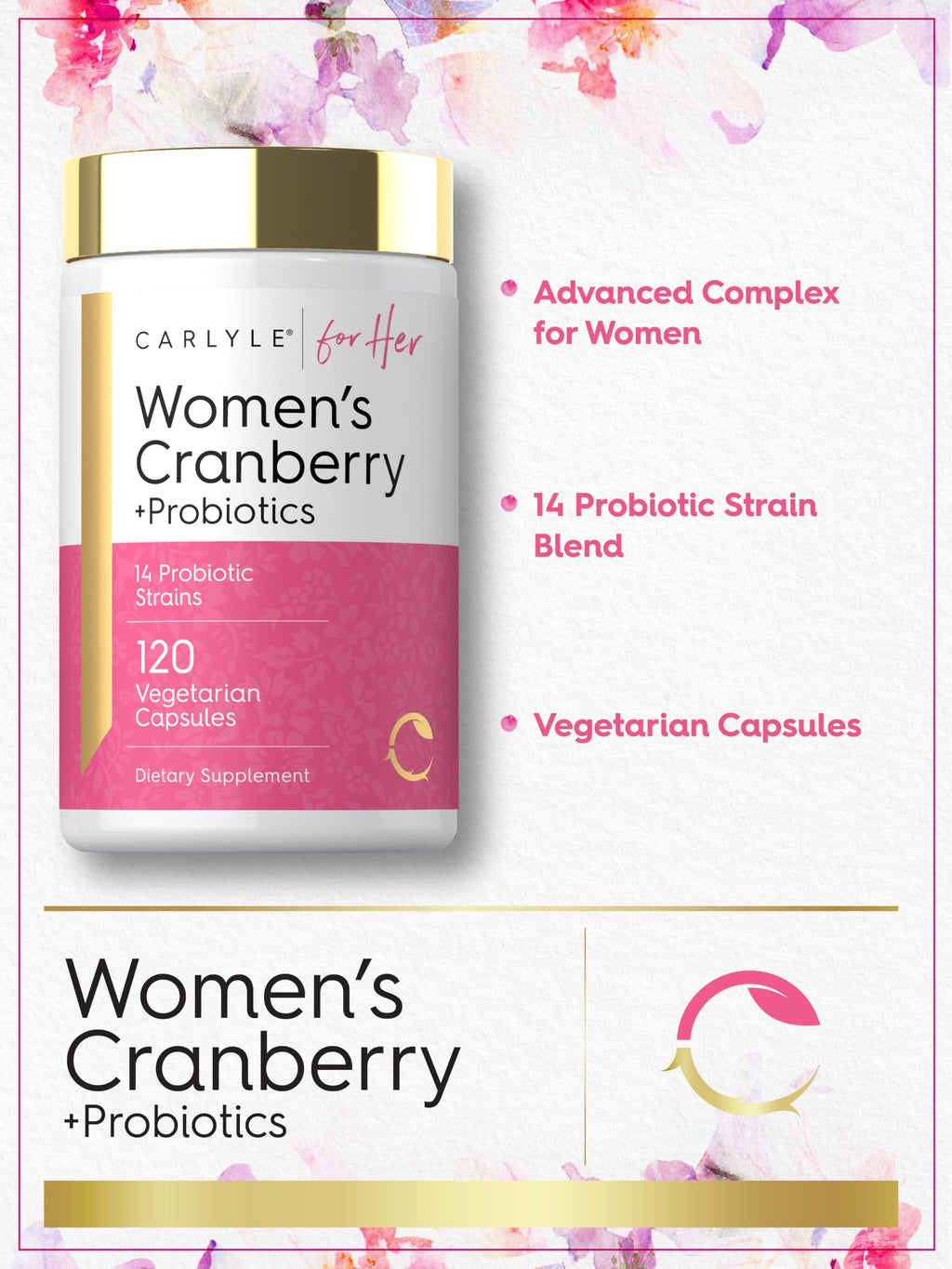 Carlyle Women's Cranberry Plus Probiotics - 120 Vegetarian Capsules - image 4
