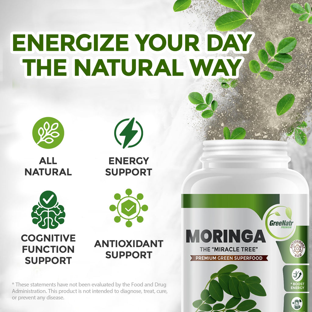 GreeNatr Pure Moringa Oleifera Green Superfood Capsules - 60 Capsules - image 3
