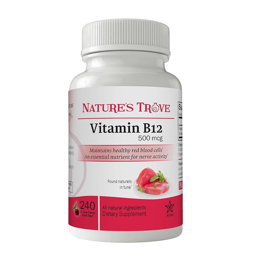 Nature's Trove Vitamin B12 500 mcg Chewable Tablets - 240 Tablets