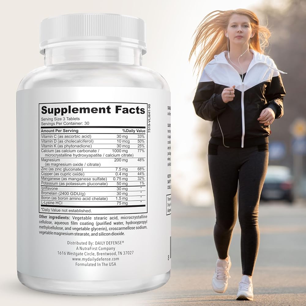 Daily Defense Calcium 1000mg Bone Support Formula - 90 Tablets - image 2