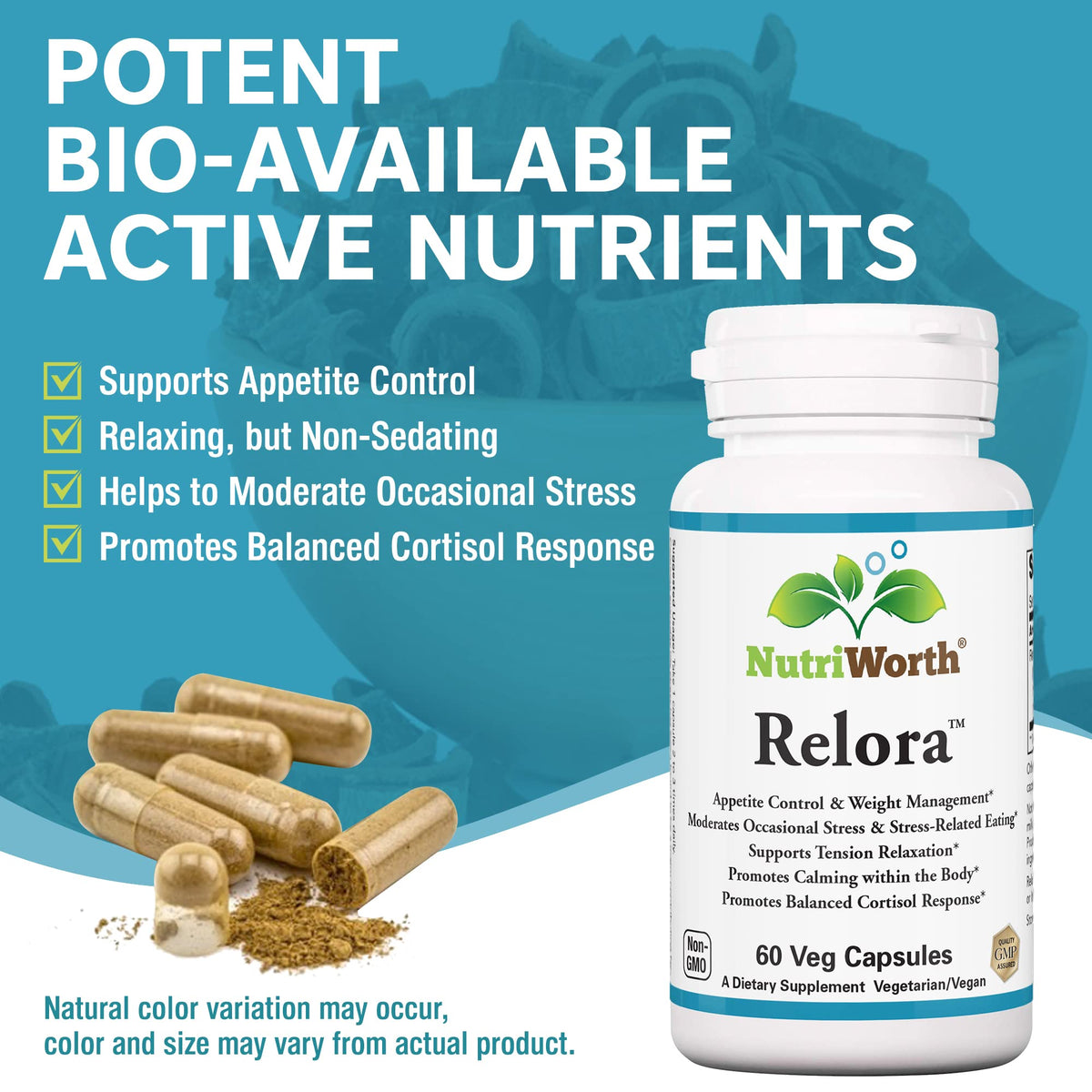 NutriWorth Relora 300mg Stress & Weight Management - 60 Vegetarian Capsules - image 2