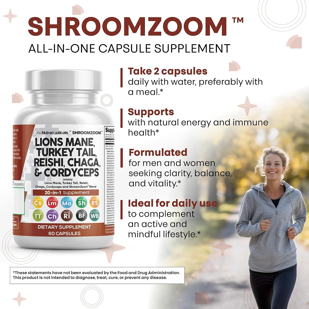 Clean Nutraceuticals Lions Mane 20in1 Mushroom Supplement - 120 Capsules - image 6