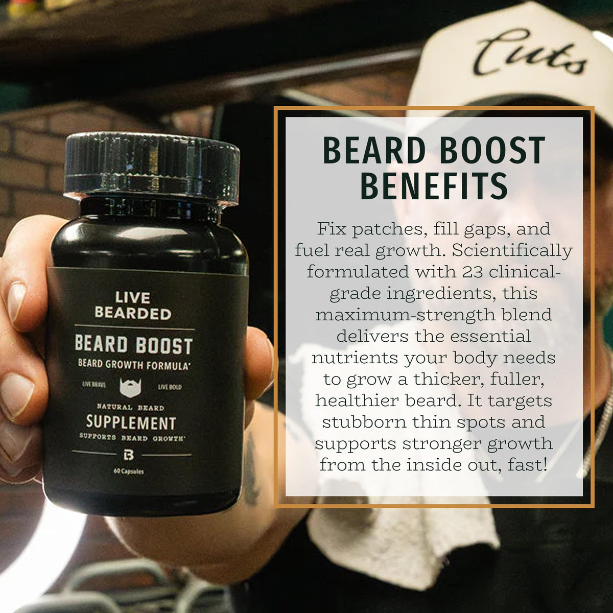 Live Bearded Beard Boost - Beard Growth Vitamins for Men with Biotin