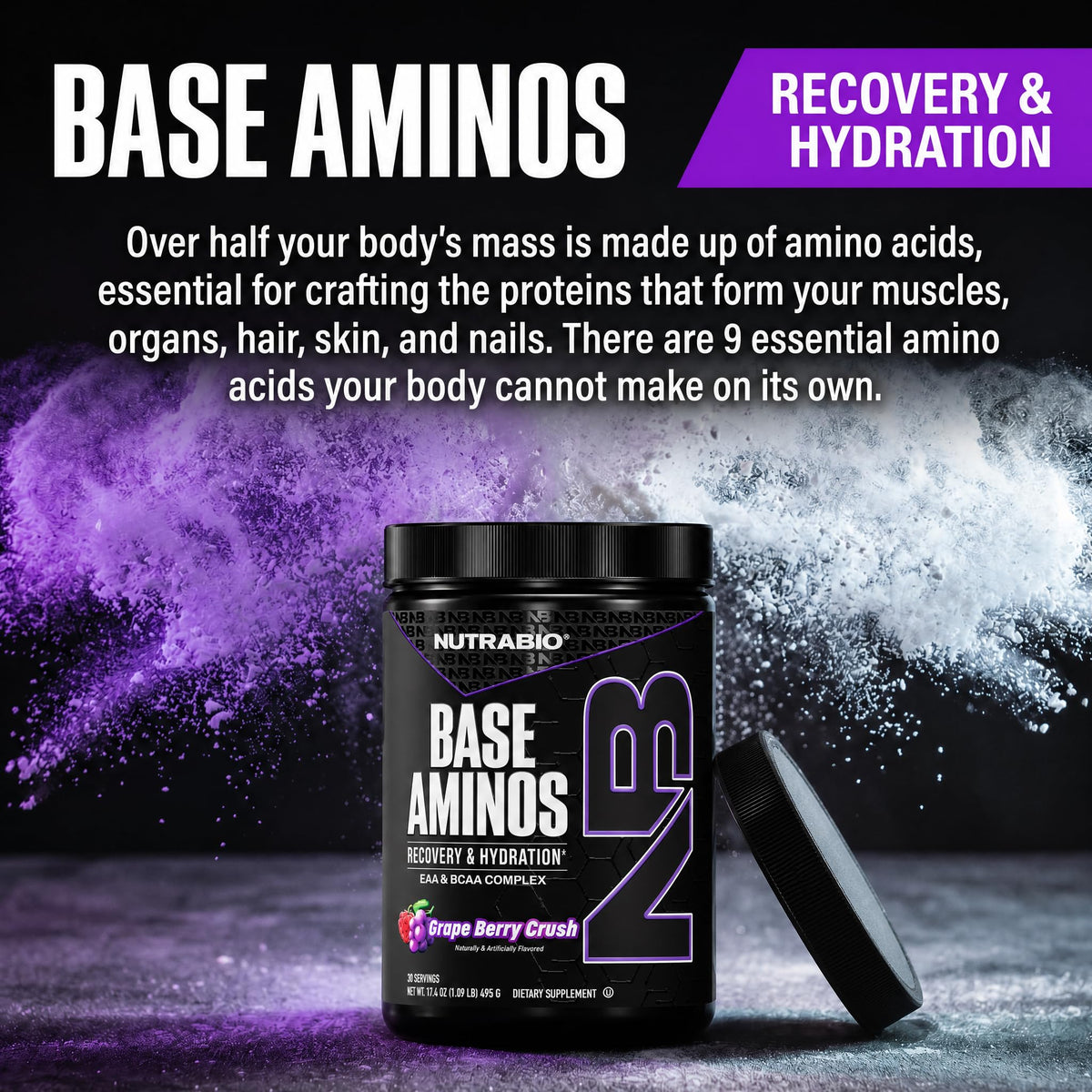 NutraBio Base Aminos EAA + BCAA Powder